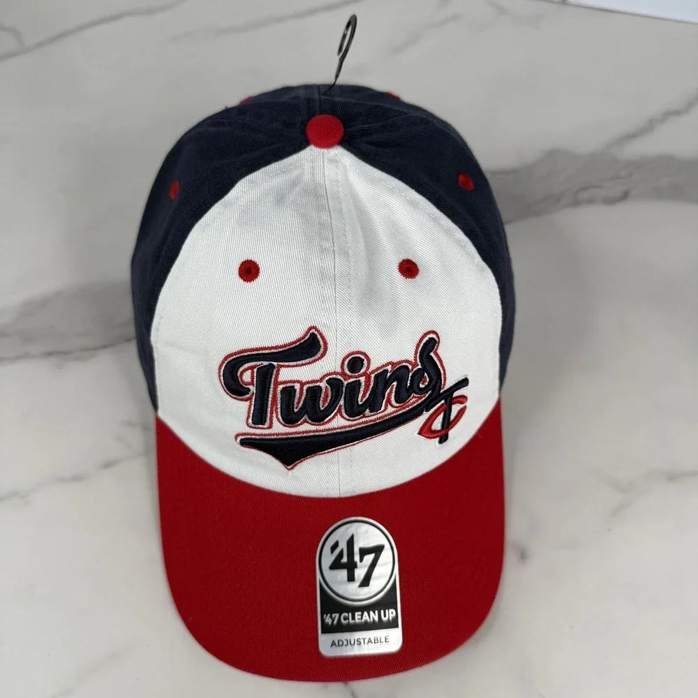 Minnesota Twins Hat Cap Strap Back Mens Adjustable Navy Red 47 Baseball Script